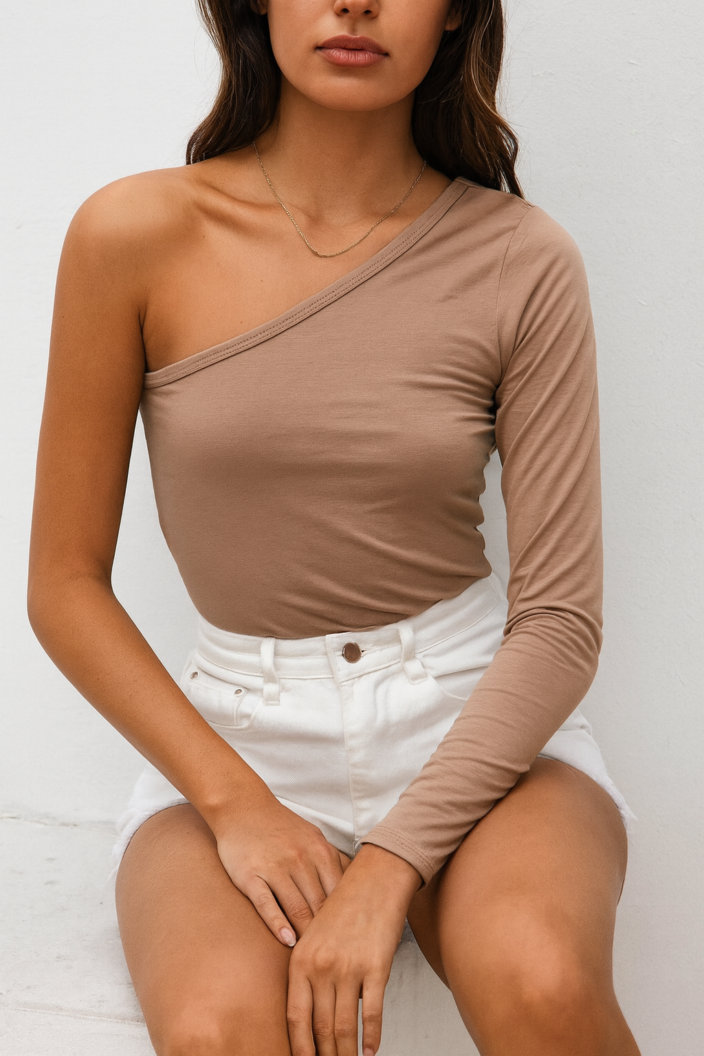 One shoulder fitted top