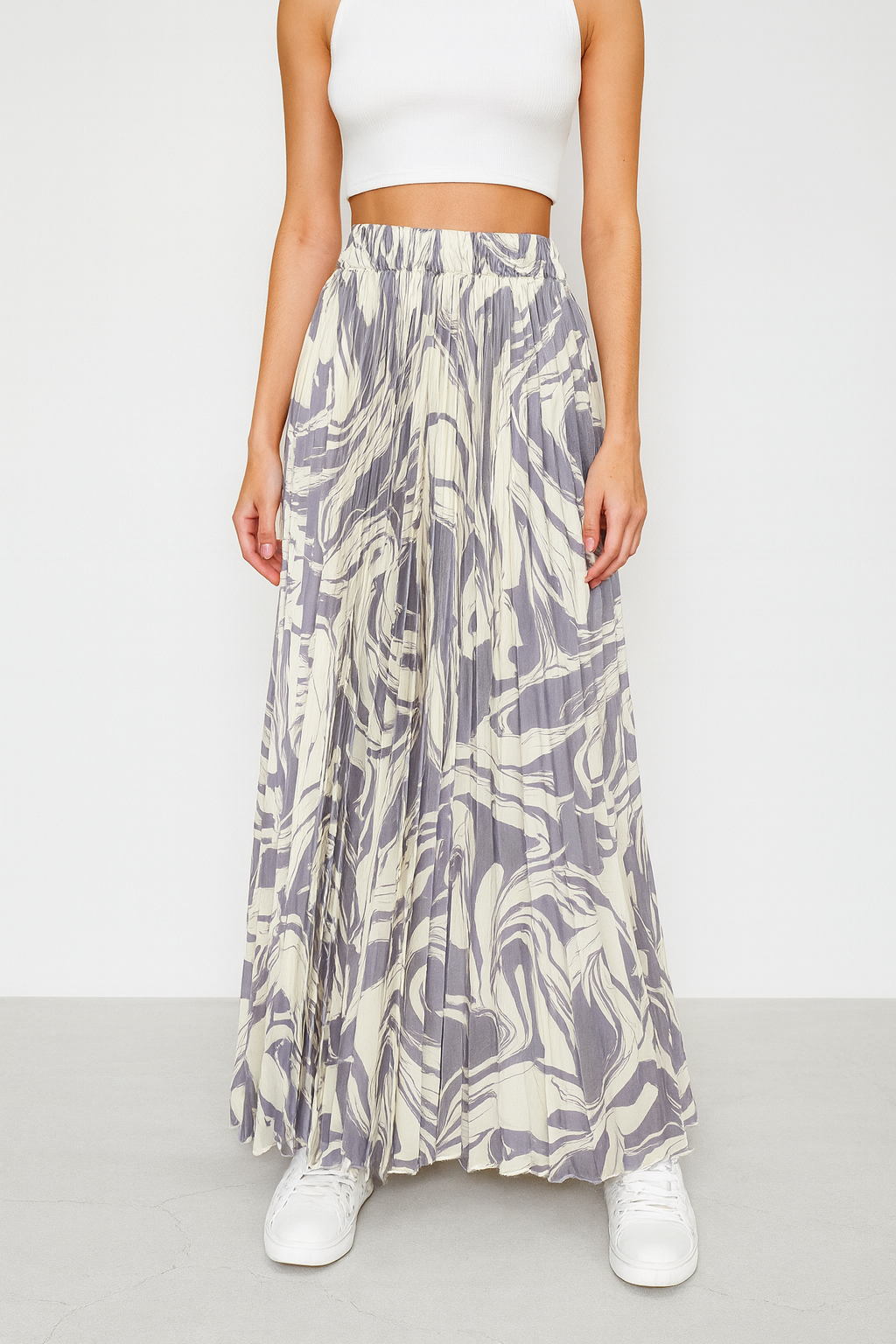 Marble wave pleated pants