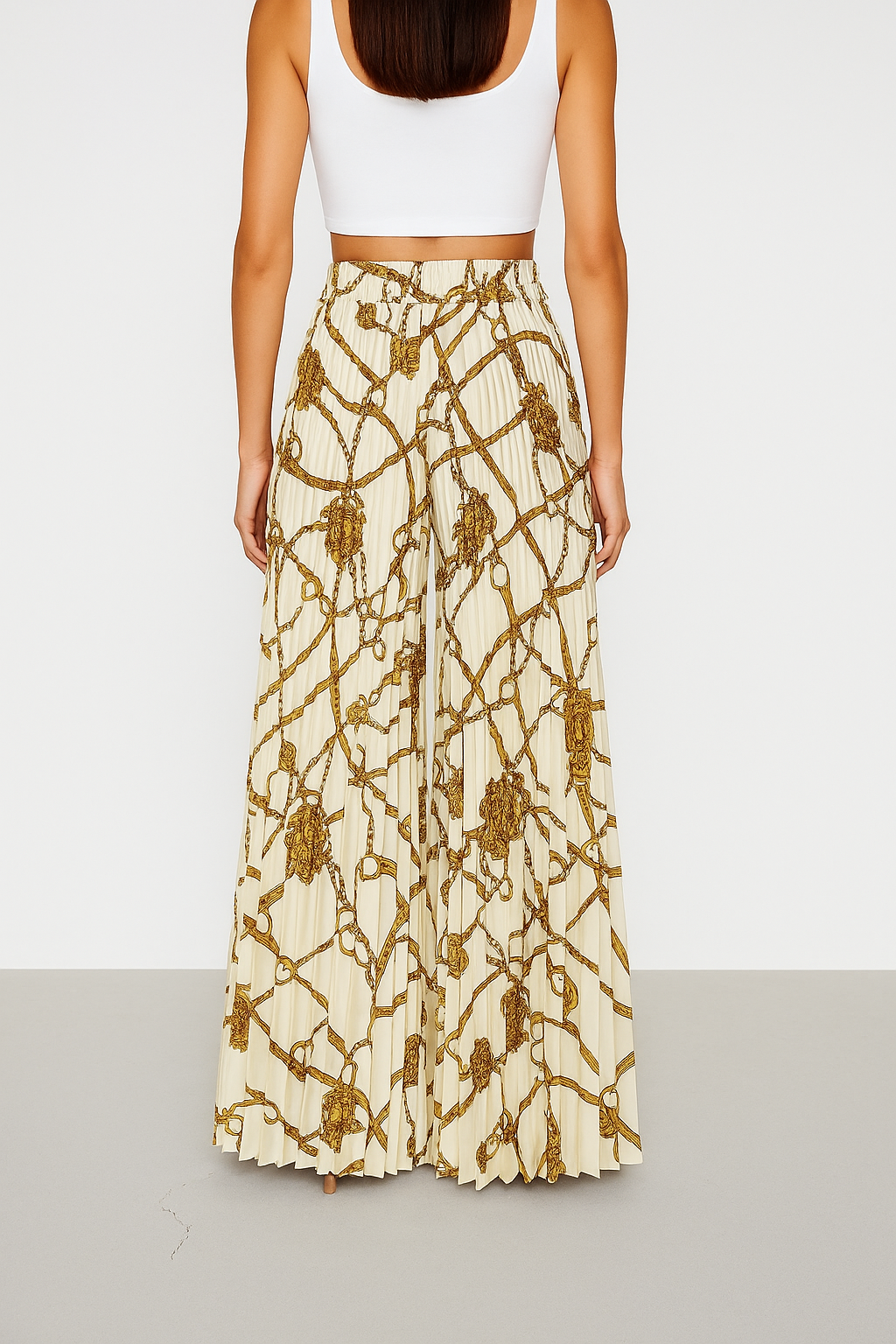 Printed pleated pants
