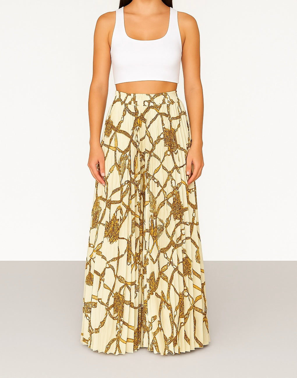 Printed pleated pants